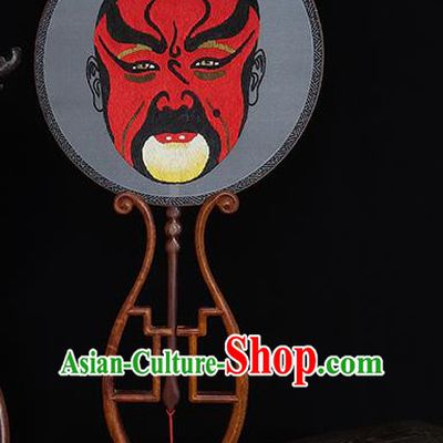 China Handmade Round Fan Suzhou Embroidery Red Facial Makeup Fans Silk Fan