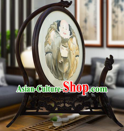 China Wood Rotatable Screen Traditional Embroidered Table Screen Handmade Home Furnishings China Wood Rotatable Screen Traditional Embroidered Table Screen Handmade Home Furnishings