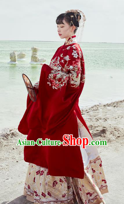China Ancient Wedding Embroidered Costumes Traditional Ming Dynasty Bride Hanfu Clothing Complete Set China Ancient Wedding Embroidered Costumes Traditional Ming Dynasty Bride Hanfu Clothing Complete Set