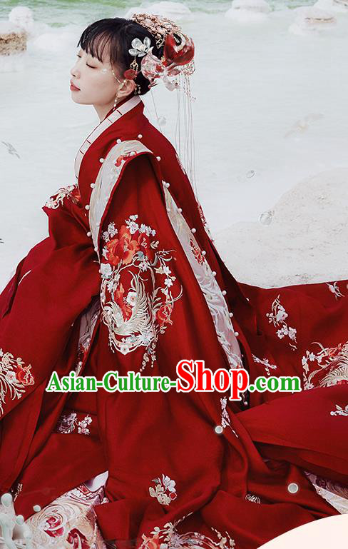 China Ancient Wedding Embroidered Costumes Traditional Ming Dynasty Bride Hanfu Clothing Complete Set China Ancient Wedding Embroidered Costumes Traditional Ming Dynasty Bride Hanfu Clothing Complete Set