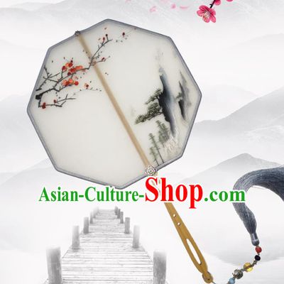 Handmade Hanfu Fan Embroidered Palace Fan Traditional China Suzhou Embroidery Silk Fan