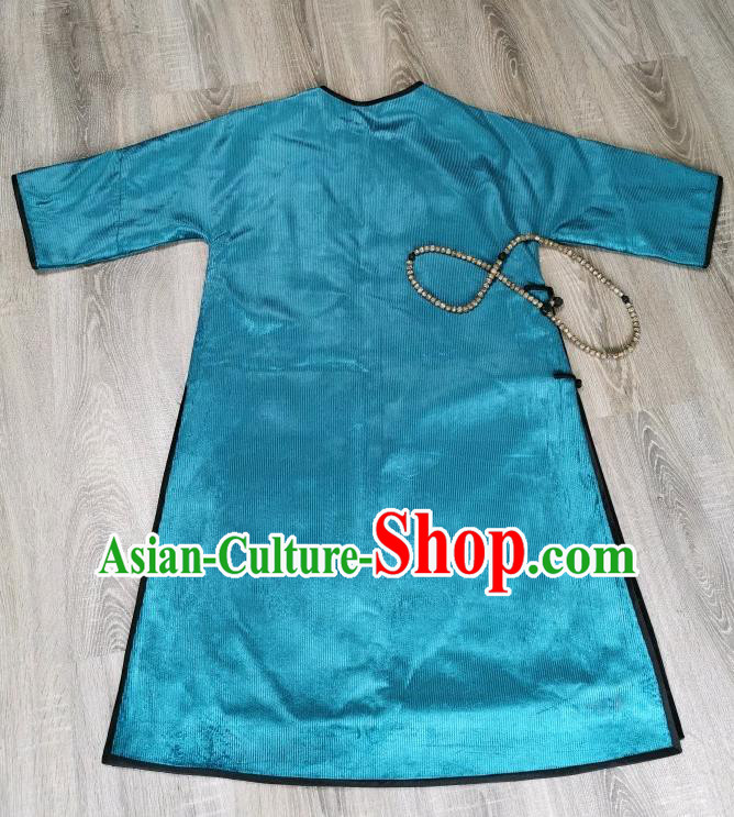 Chinese Embroidered Cheongsam Traditional Blue Corduroy Qipao Dress Chinese Embroidered Cheongsam Traditional Blue Corduroy Qipao Dress