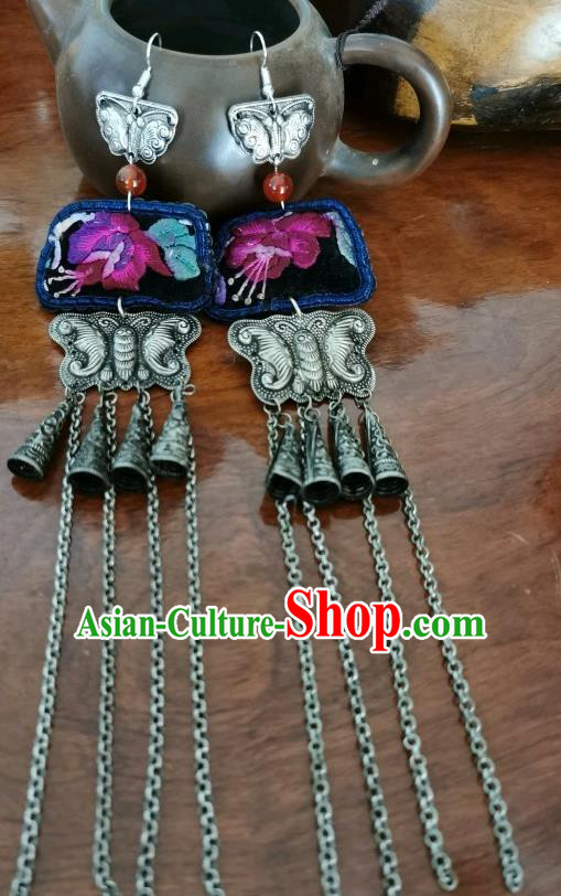 Handmade China Ethnic Embroidered Earrings Traditional Accessories Silver Butterfly Eardrop for Women Handmade China Ethnic Embroidered Earrings Traditional Accessories Silver Butterfly Eardrop for Women