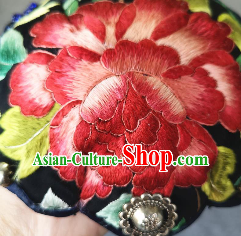 Handmade China National Headwear Traditional Cap Accessories Embroidered Peony Hat Handmade China National Headwear Traditional Cap Accessories Embroidered Peony Hat