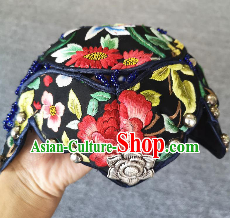 Handmade China National Headwear Traditional Cap Accessories Embroidered Peony Hat Handmade China National Headwear Traditional Cap Accessories Embroidered Peony Hat