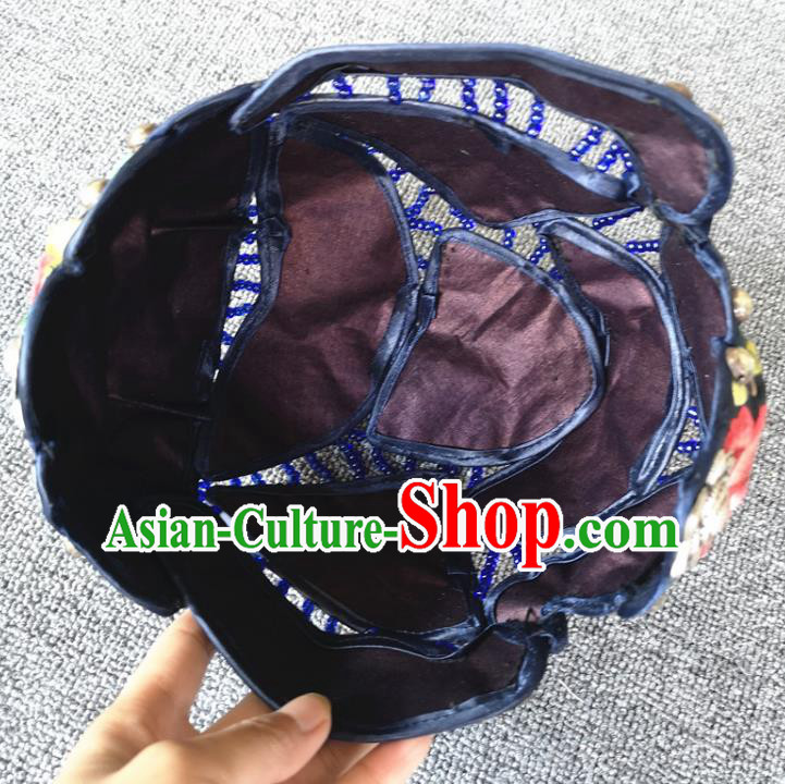 Handmade China National Headwear Traditional Cap Accessories Embroidered Peony Hat Handmade China National Headwear Traditional Cap Accessories Embroidered Peony Hat