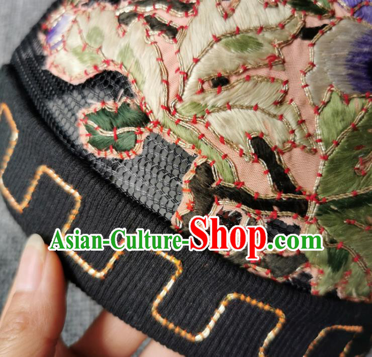 Handmade China National Headwear Traditional Qing Dynasty Hat Accessories Embroidered Skullcap