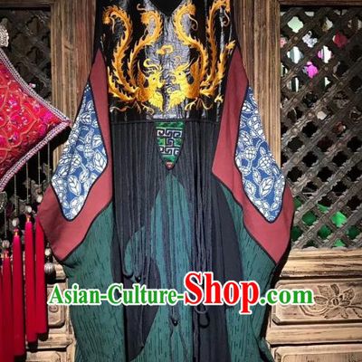 Chinese Traditional National Clothing Embroidered Dress Minority Women Embroidery Phoenix Robe