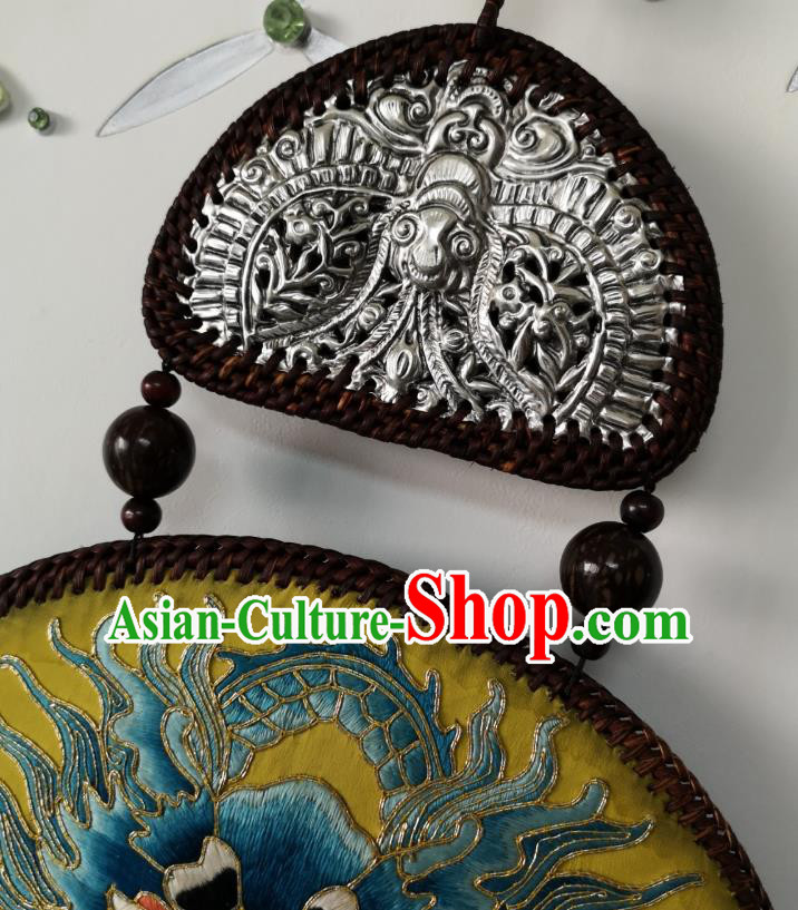 Handmade China Traditional Embroidered Dragon Pendant National Royalblue Tassel Rattan Accessories Handmade China Traditional Embroidered Dragon Pendant National Royalblue Tassel Rattan Accessories