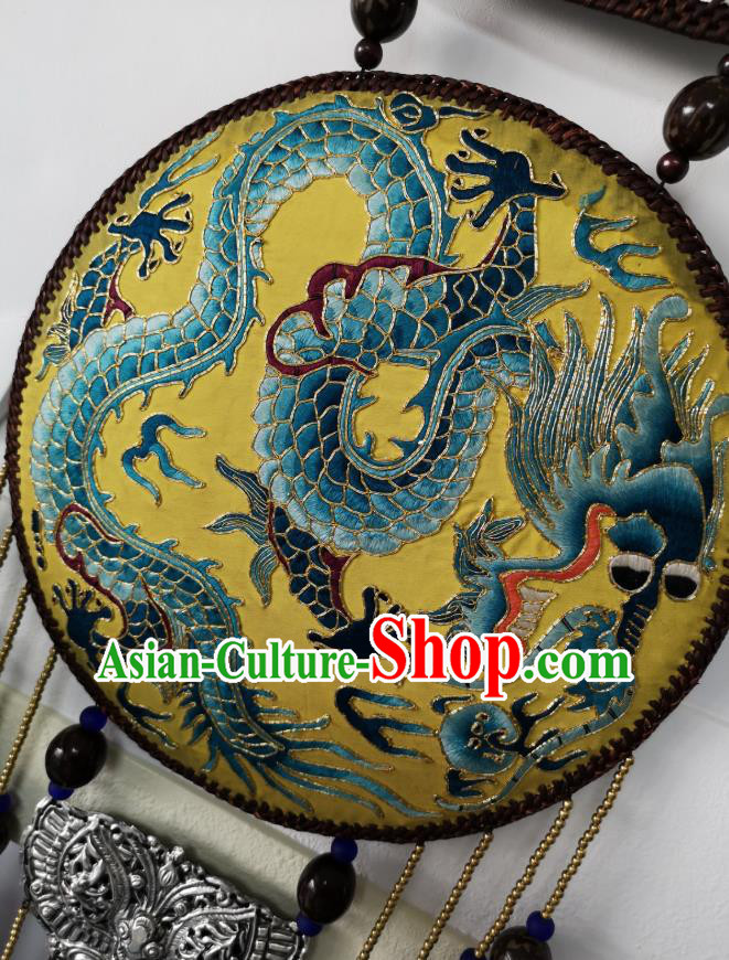 Handmade China National Royalblue Tassel Rattan Accessories Traditional Embroidered Dragon Pendant Handmade China National Royalblue Tassel Rattan Accessories Traditional Embroidered Dragon Pendant
