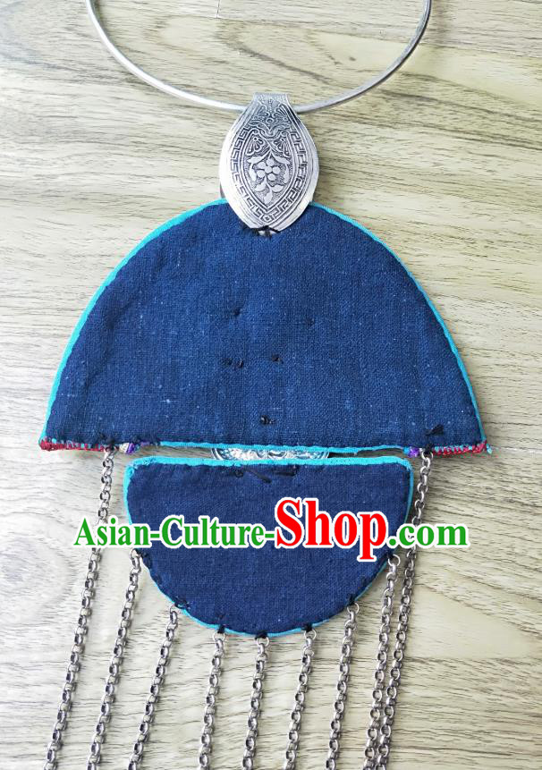 China Miao Ethnic National Silver Tassel Accessories Handmade Traditional Embroidered Necklace