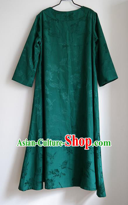 Chinese Green Satin Qipao Dress Traditional Women Robe Clothing National Cheongsam Chinese Green Satin Qipao Dress Traditional Women Robe Clothing National Cheongsam