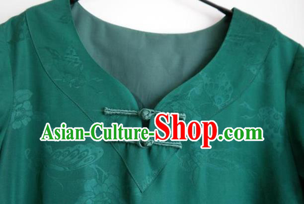 Chinese Green Satin Qipao Dress Traditional Women Robe Clothing National Cheongsam Chinese Green Satin Qipao Dress Traditional Women Robe Clothing National Cheongsam