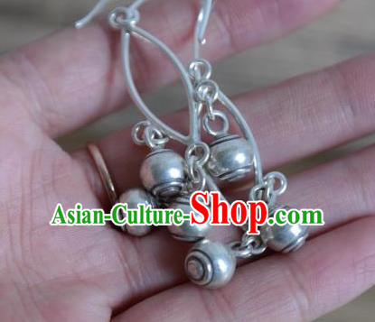 China Traditional Handmade Ethnic Ear Accessories National Miao Nationality Silver Bells Earrings China Traditional Handmade Ethnic Ear Accessories National Miao Nationality Silver Bells Earrings