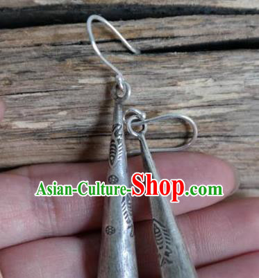 Traditional China Handmade Individual Ear Accessories Miao Nationality Ethnic Silver Earrings Traditional China Handmade Individual Ear Accessories Miao Nationality Ethnic Silver Earrings