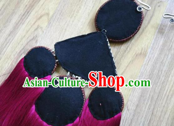 Traditional China Miao Nationality Embroidered Accessories Handmade Ethnic Silver Jewelry Rosy Tassel Necklace Traditional China Miao Nationality Embroidered Accessories Handmade Ethnic Silver Jewelry Rosy Tassel Necklace