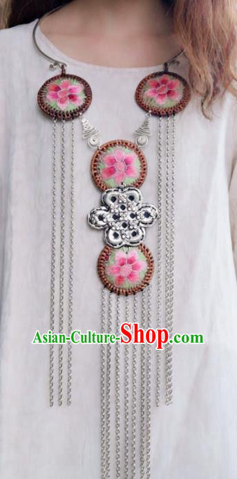 China Miao Ethnic Silver Rattan Necklace National Embroidered Necklet Accessories China Miao Ethnic Silver Rattan Necklace National Embroidered Necklet Accessories