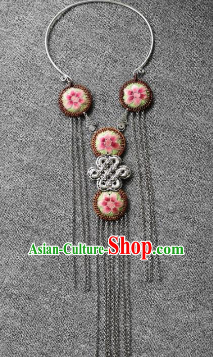 China Miao Ethnic Silver Rattan Necklace National Embroidered Necklet Accessories China Miao Ethnic Silver Rattan Necklace National Embroidered Necklet Accessories