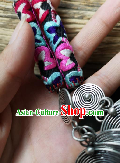 China Miao Ethnic Silver Ear Accessories National Embroidered Earrings Women Jewelry China Miao Ethnic Silver Ear Accessories National Embroidered Earrings Women Jewelry