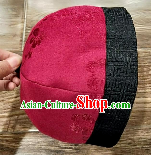 China National Hair Accessories Skullcap Women Classical Butterfly Pattern Rosy Silk Cap China National Hair Accessories Skullcap Women Classical Butterfly Pattern Rosy Silk Cap