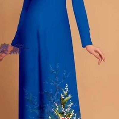Traditional Vietnamese Bride Royalblue Ao Dai Qipao Dress and Pants Asian Vietnam Classical Printing Flowers Cheongsam Costumes