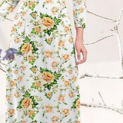 Traditional Vietnamese Printing Yellow Rose Ao Dai Qipao Dress and Pants Asian Vietnam Stage Show Cheongsam Costumes