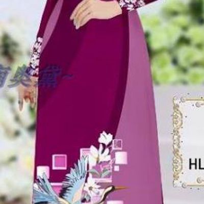 Traditional Vietnamese Printing Magnolia Crane Amaranth Ao Dai Qipao Dress and Pants Asian Vietnam Stage Show Cheongsam Costumes