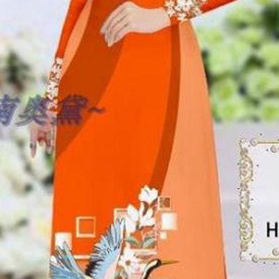 Traditional Vietnamese Printing Magnolia Crane Jacinth Ao Dai Qipao Dress and Pants Asian Vietnam Stage Show Cheongsam Costumes