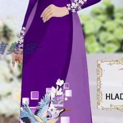 Traditional Vietnamese Printing Magnolia Crane Purple Ao Dai Qipao Dress and Pants Asian Vietnam Stage Show Cheongsam Costumes