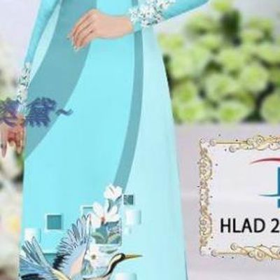 Traditional Vietnamese Printing Magnolia Crane Light Blue Ao Dai Qipao Dress and Pants Asian Vietnam Stage Show Cheongsam Costumes