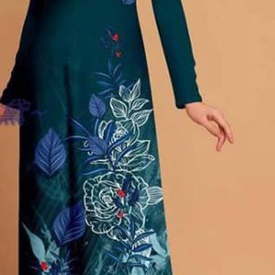 Custom Printing Atrovirens Qipao with Pants Uniforms Vietnam Traditional Ao Dai Dress Asian Vietnamese Costume