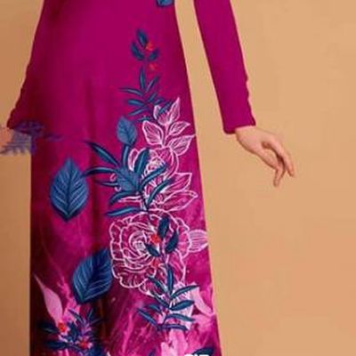 Custom Vietnamese Uniforms Asian Vietnam Traditional Costume Printing Qipao with Pants Amaranth Ao Dai Dress
