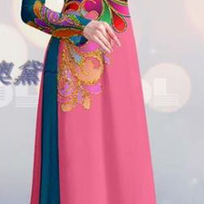 Vietnam Qipao Dress with Pants Costume Custom Navy and Pink Cheongsam Asian Traditional Vietnamese Bride Ao Dai Uniforms