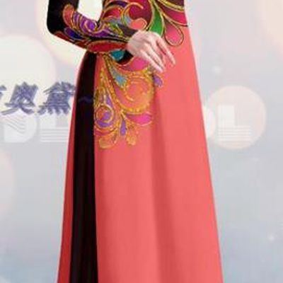 Vietnam Cheongsam Asian Vietnamese Custom Costume Traditional Bride Uniforms Black and Pink Ao Dai Qipao Dress with Pants