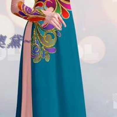 Vietnam Custom Costume Cheongsam Asian Vietnamese Pink and Navy Ao Dai Qipao Dress with Pants Traditional Bride Uniforms