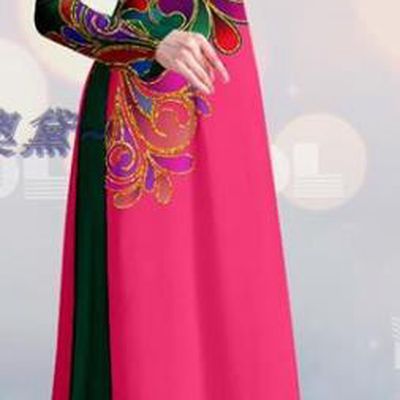 Vietnam Deep Green and Rosy Ao Dai Qipao Dress with Pants Cheongsam Asian Vietnamese Traditional Bride Uniforms Custom Costume