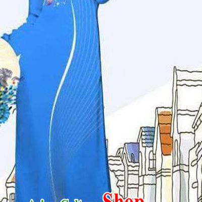Asian Vietnam Traditional Bride Lilac Long Dress with Pants Custom Printing Lily Flowers Ao Dai Costume Vietnamese Uniforms Blue Cheongsam
