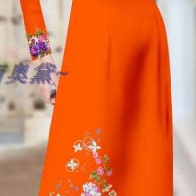 Vietnam Traditional Clothing Printing Cheongsam with Pants Asian Vietnamese Costume Custom Orange Ao Dai Dress