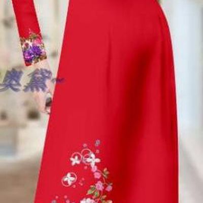 Vietnam Traditional Clothing Printing Cheongsam with Pants Asian Vietnamese Custom Red Ao Dai Dress Costume