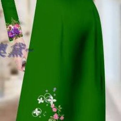 Deep Green Vietnam Custom Ao Dai Dress Traditional Female Clothing Asian Vietnamese Printing Cheongsam with Pants Costume