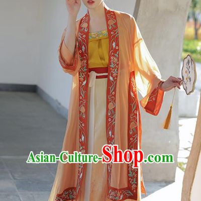 Chinese Ancient Patrician Embroidered BeiZi Top and Skirt Traditional Hanfu Apparel Song Dynasty Historical Costume for Nobility Women