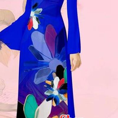 Custom Vietnam Traditional Cheongsam Asian Vietnamese Women Ao Dai Costume Uniforms Royalblue Long Dress with Pants