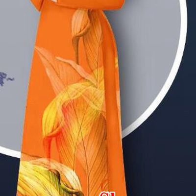 Vietnam Orange Ao Dai Dress with Loose Pants Uniforms Chiffon Cheongsam Vietnamese Asian Traditional Custom Bride Clothing