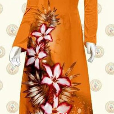 Vietnamese Female Classical Orange Qipao Dress with Pant Vietnam Cheongsam Ao Dai Clothing Traditional Oriental Fashion