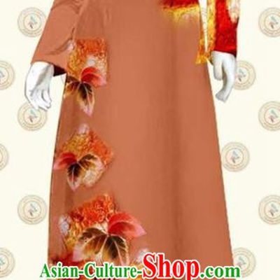Classical Oriental Fashion Qipao Dress with Pants Vietnamese Traditional Civilian Women Ao Dai Clothing Vietnam Dust Red Cheongsam