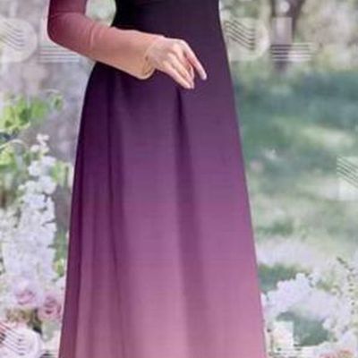 Asian Traditional Ao Dai Clothing Vietnamese Costumes Vietnam Classical Gradient Violet Cheongsam Qipao Dress with Pants