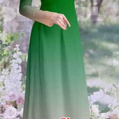 Vietnamese Classical Qipao Dress with Pants Costumes Asian Traditional Ao Dai Clothing Vietnam Gradient Green Cheongsam