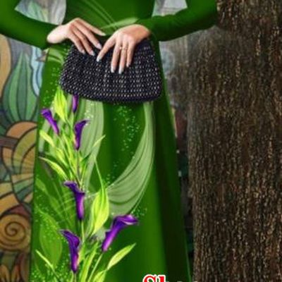 Traditional Deep Green Ao Dai Cheongsam Vietnamese Oriental Qipao Dress with Loose Pants Outfits Vietnam Stage Show Costume