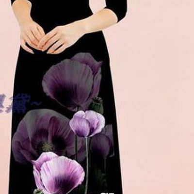Fashion Vietnamese Black Cheongsam Outfits Traditional Ao Dai Dress Vietnam Stage Show Costume Oriental Classical Qipao with Loose Pants