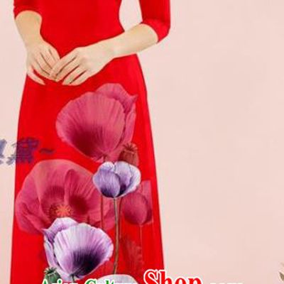 Vietnamese Fashion Outfits Traditional Ao Dai Dress Vietnam Stage Show Costume Oriental Classical Qipao with Loose Pants Red Cheongsam